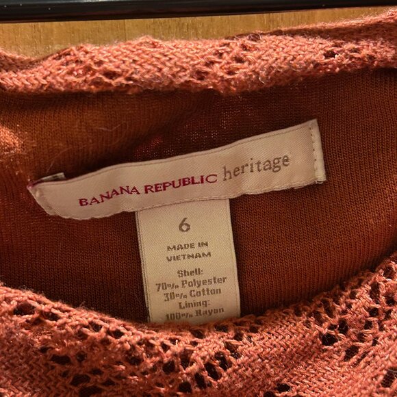Banana Republic Heritage Rust Brown‎ Long Sleeve Lace Overlay Dress Size 6 - Picture 2 of 2